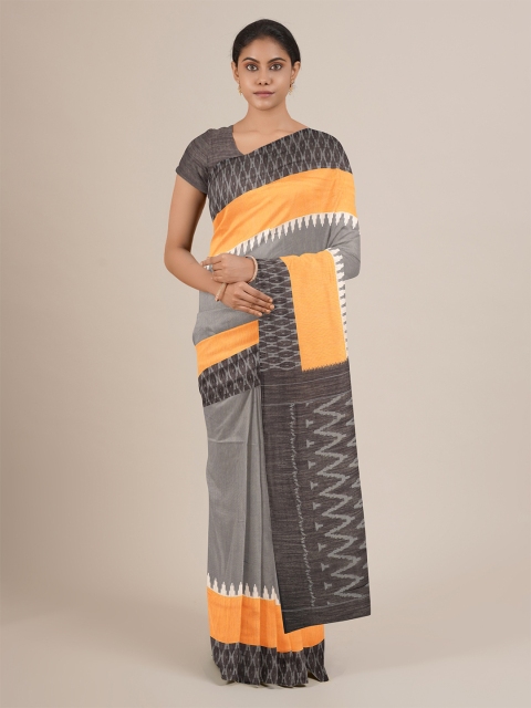 

Pothys Grey & Yellow Jute Silk Saree