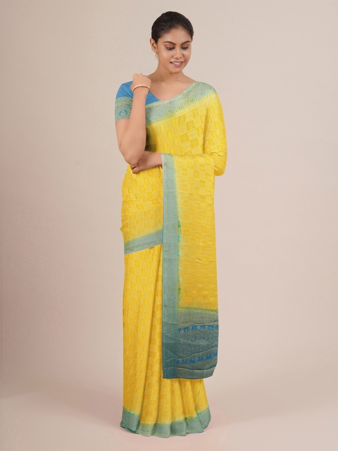 

Pothys Yellow & Blue Checked Saree