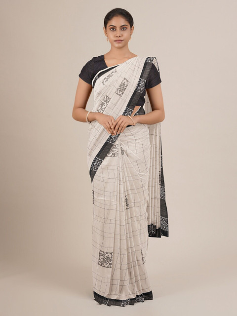 

Pothys Grey & Black Poly Chiffon Ethnic Motifs Printed Saree