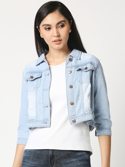 

High Star Women Blue Washed Lightweight Crop Denim Jacket