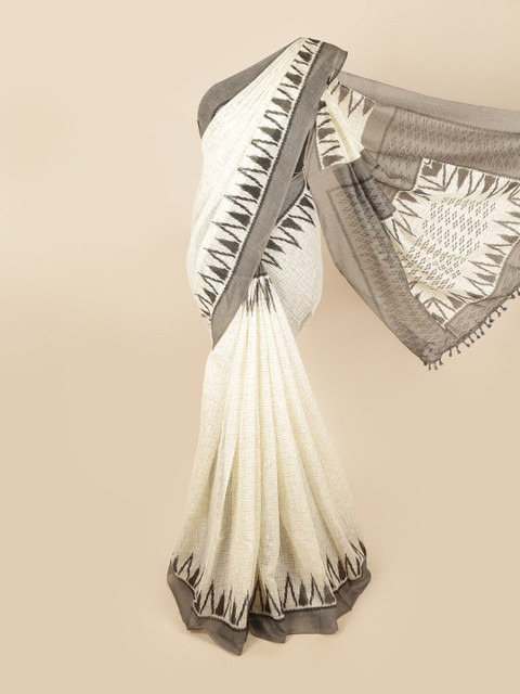

Pothys Cream-Coloured & Black Ethnic Motifs Saree