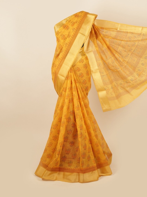 

Pothys Mustard & Brown Floral Saree