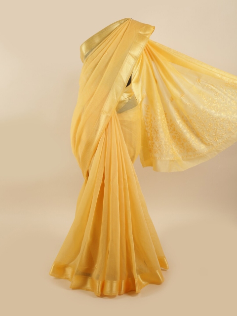 

Pothys Yellow & Gold-Coloured Embroidered Saree