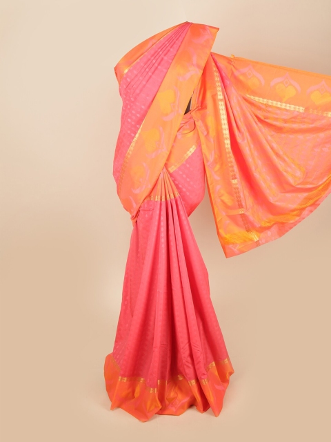 

Pothys Pink & Orange Woven Design Cotton Blend Saree
