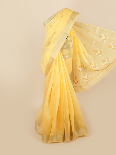 

Pothys Yellow Floral Embroidered Saree