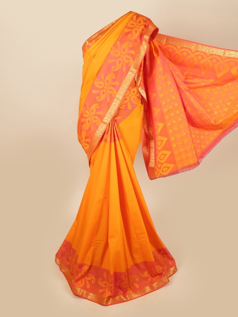 

Pothys Orange & Red Ethnic Motifs Woven Design Zari Saree