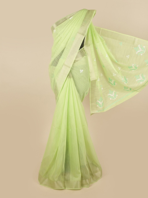 

Pothys Green Embroidered Zari Saree