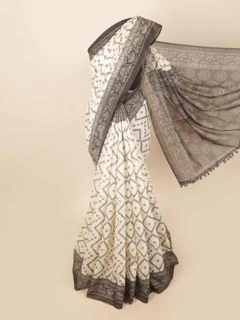 

Pothys Cream-Coloured & Black Ethnic Motifs Printed Saree