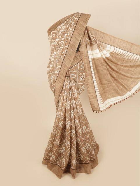 

Pothys Brown & White Ethnic Motifs Printed Saree
