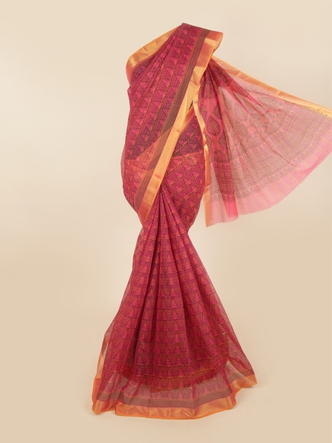 

Pothys Pink & Gold-Toned Ethnic Motifs Saree