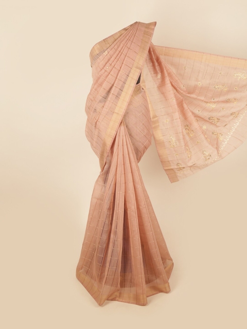 

Pothys Beige & Gold-Toned Checked Saree