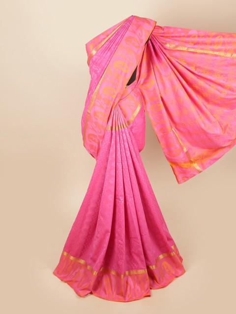 

Pothys Pink & Gold-Toned Woven Design Zari Saree