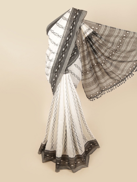 

Pothys Cream-Coloured & Black Printed Saree