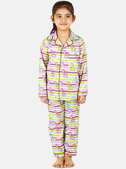 

Hippodrome Unisex Kids Pink & Yellow Printed Night Suit