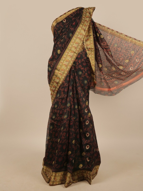 

Pothys Women Black Printed Cotton Blend Saree with Blouse