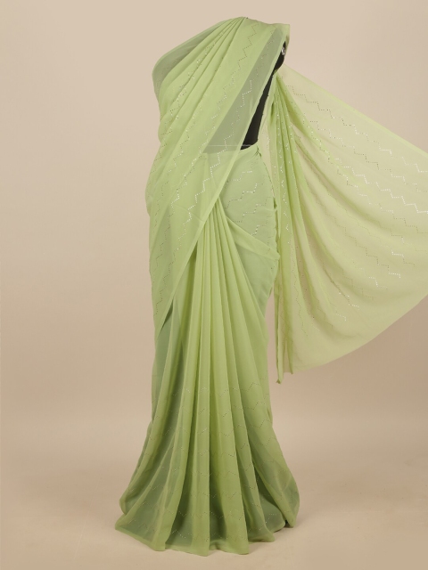 

Pothys Green Satin Printed Saree