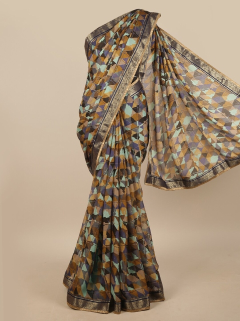 

Pothys Brown & Blue Zari Saree