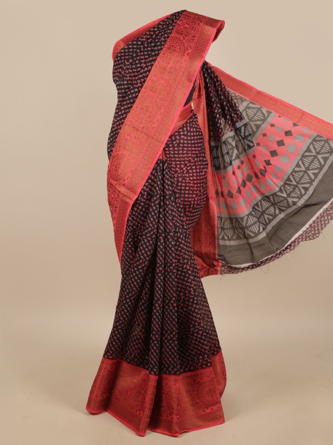 

Pothys Black & Pink Ethnic Motifs Saree