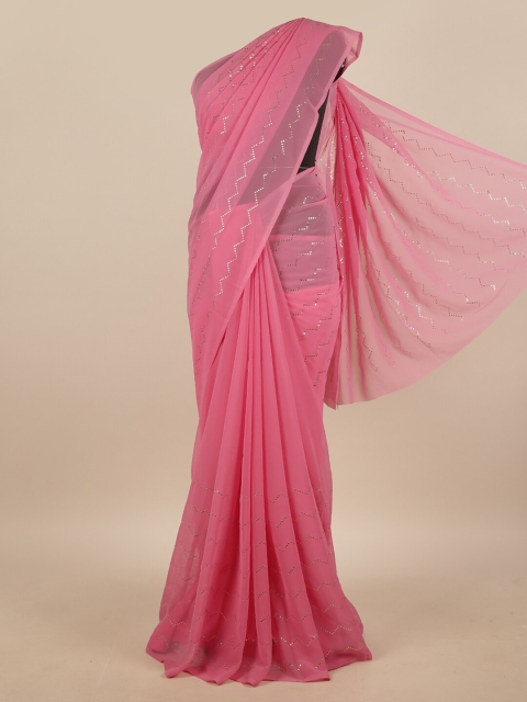 

Pothys Pink & Silver-Toned Saree