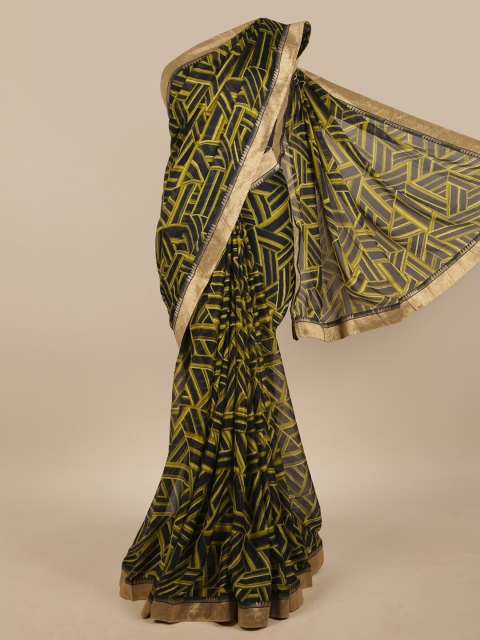 

Pothys Black & Green Printed Saree