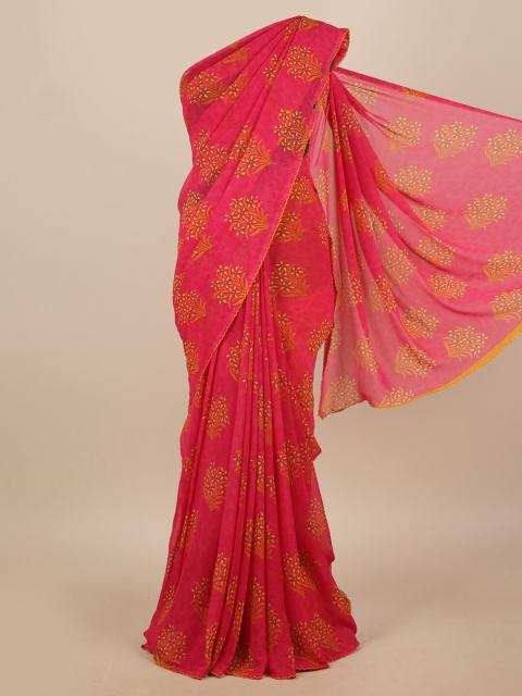 

Pothys Pink & Yellow Floral Saree