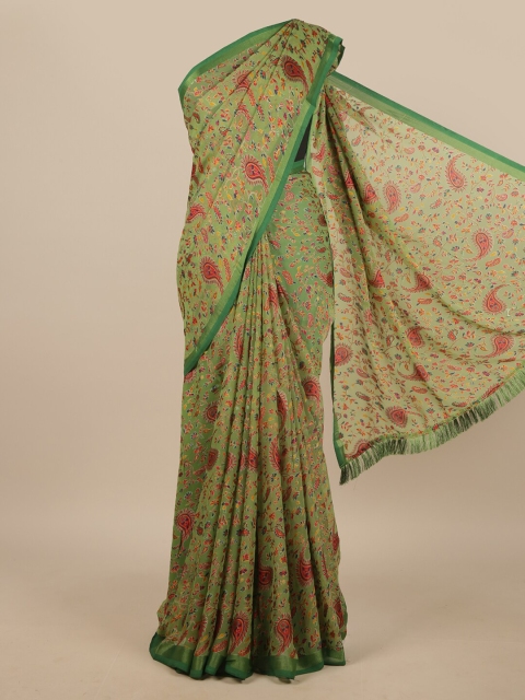 

Pothys Green & Red Floral Printed Saree