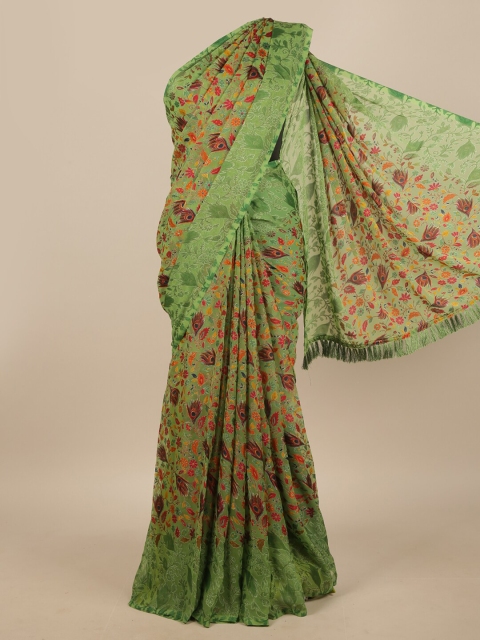 

Pothys Green & Red Floral Saree