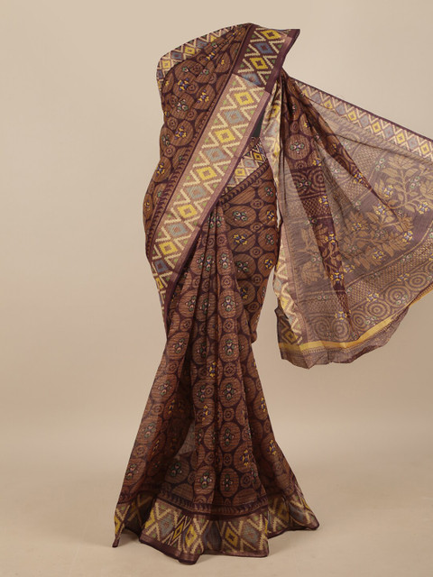 

Pothys Purple & Brown Printed Saree