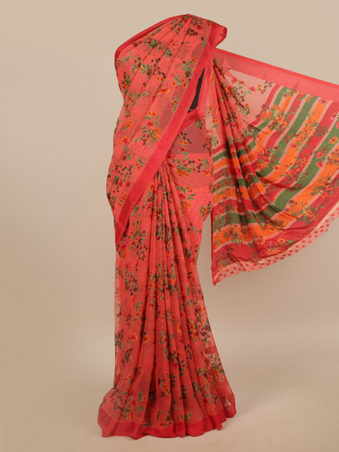 

Pothys Pink & Green Floral Saree