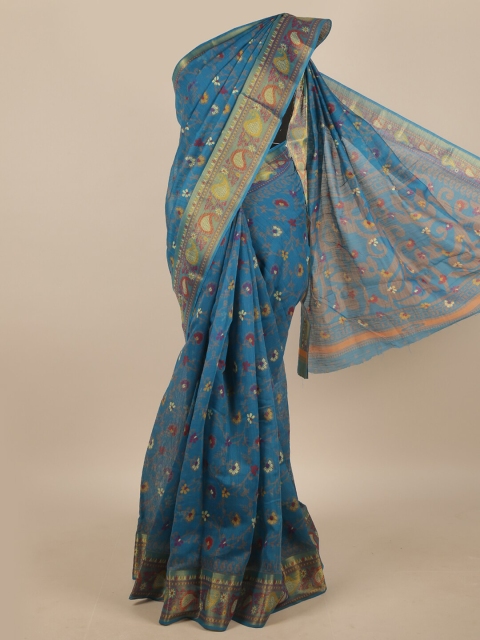 

Pothys Blue & Purple Floral Printed Saree
