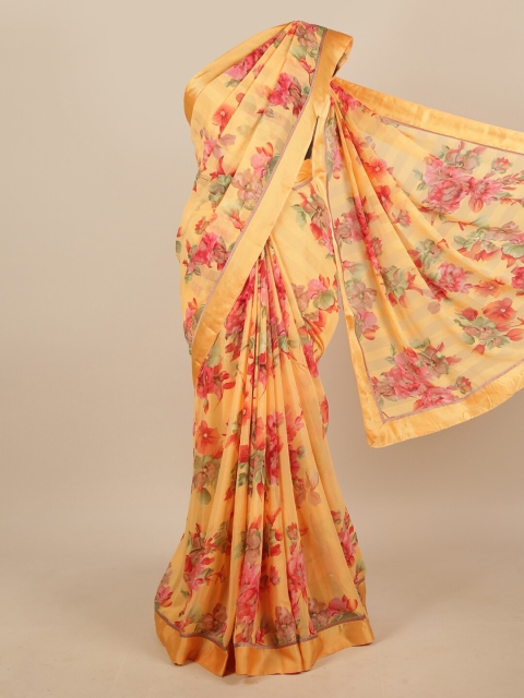 

Pothys Peach-Coloured & Red Floral Printed Saree