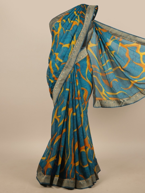 

Pothys Blue & Yellow Printed Saree