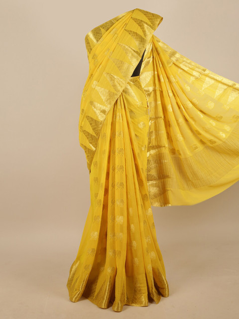 

Pothys Women Yellow Georgette Saree with Blouse