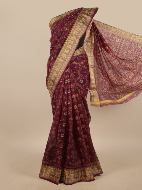 

Pothys Purple & Yellow Floral Printed Saree