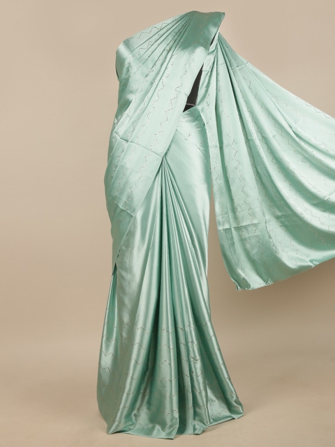 

Pothys Satin Green Embellished Sequinned Satin Saree