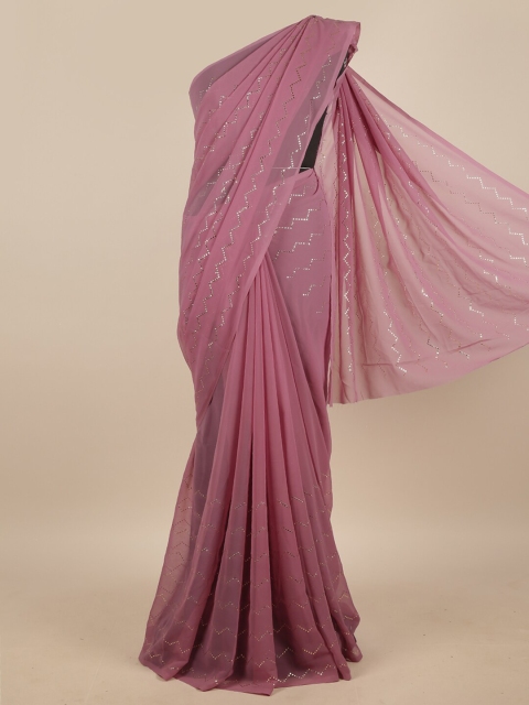 

Pothys Mauve Geometric Embellished Satin Saree