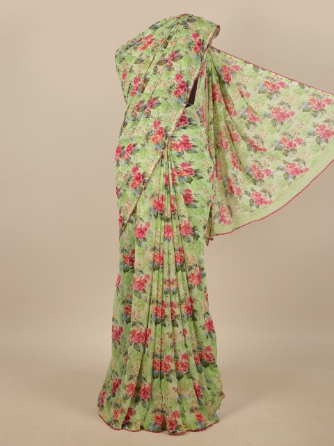 

Pothys Green & Pink Floral Printed Saree