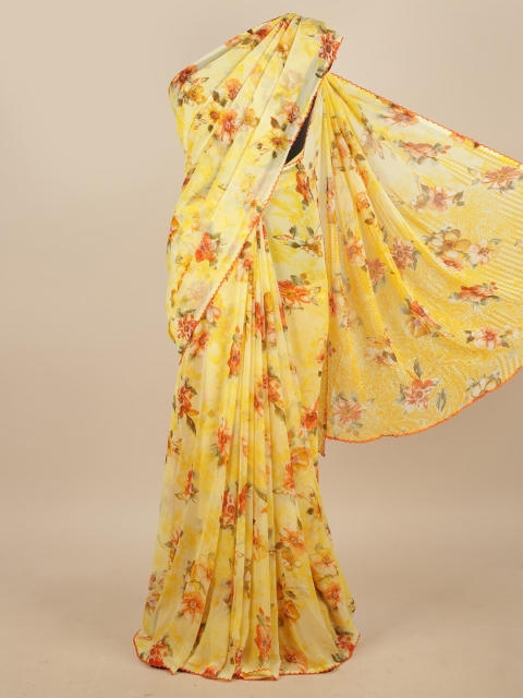 

Pothys Yellow & Orange Floral Saree