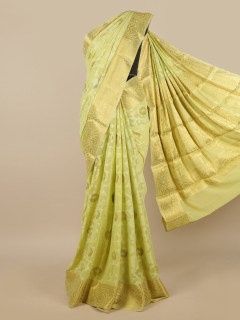

Pothys Yellow & Gold-Toned Ethnic Motifs Woven Designed Saree