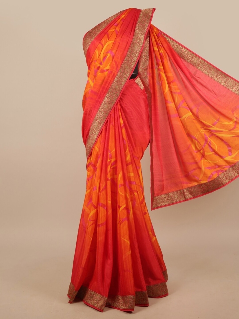 

Pothys Pink & Orange Floral Printed Saree
