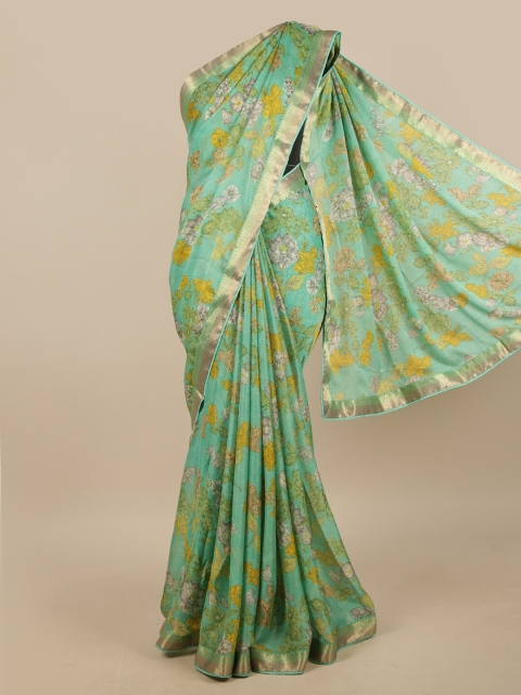 

Pothys Green & Yellow Floral Saree