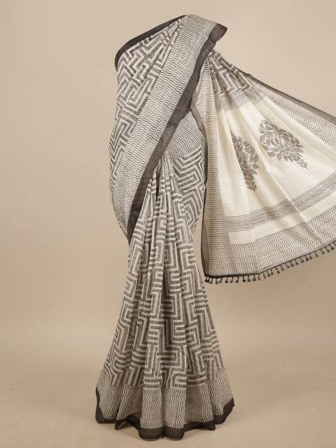 

Pothys Grey & Cream-Coloured Jute Silk Saree