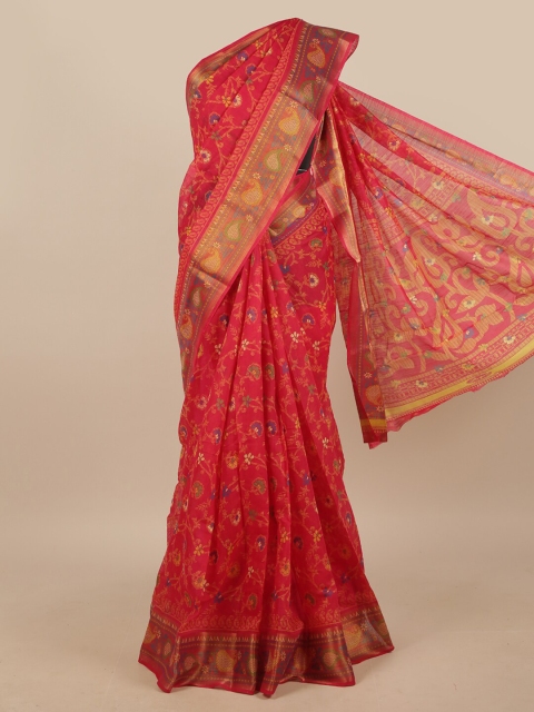 

Pothys Pink & Gold-Toned Floral Saree