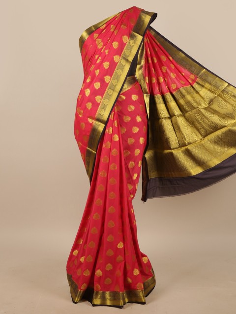 

Pothys Pink & Gold-Toned Ethnic Motifs Zari Saree