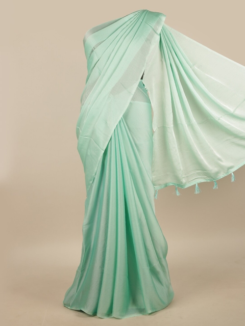

Pothys Green Striped Poly Chiffon Saree