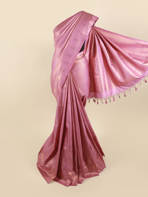 

Pothys Lavender & Gold-Toned Ethnic Motifs Zari Banarasi Pure Silk Saree