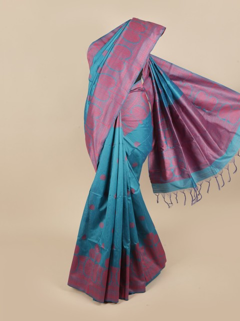 

Pothys Blue & Pink Ethnic Motifs Jute Silk Saree