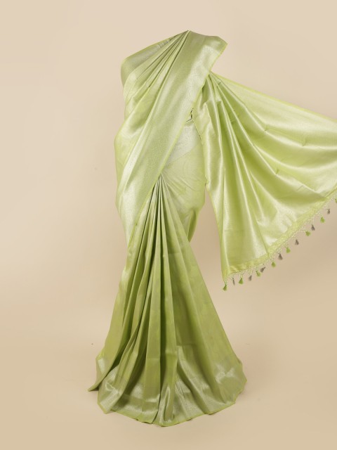 

Pothys Green & Silver-Toned Ethnic Motifs Zari Pure Silk Banarasi Saree
