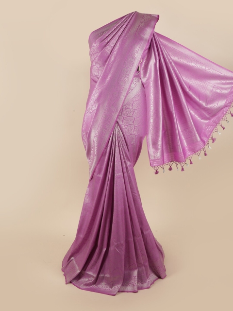 

Pothys Lavender & Silver-Toned Woven Design Zari Pure Silk Banarasi Saree