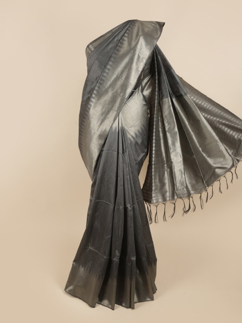 

Pothys Grey & Silver-Toned Jute Silk Woven Designed Saree